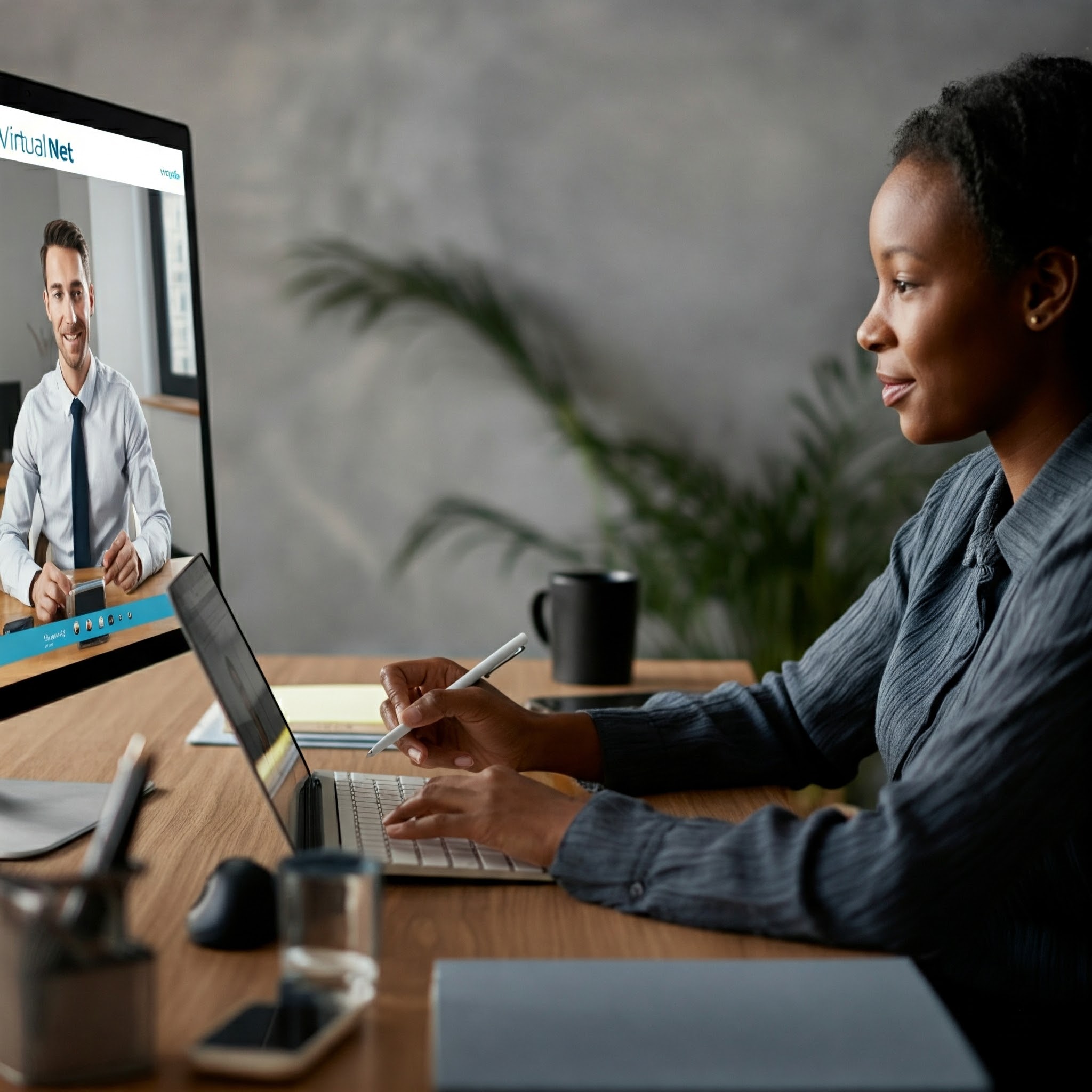 Trabalhe remotamente com a confiabilidade da Virtual Net para videoconferências e produtividade.